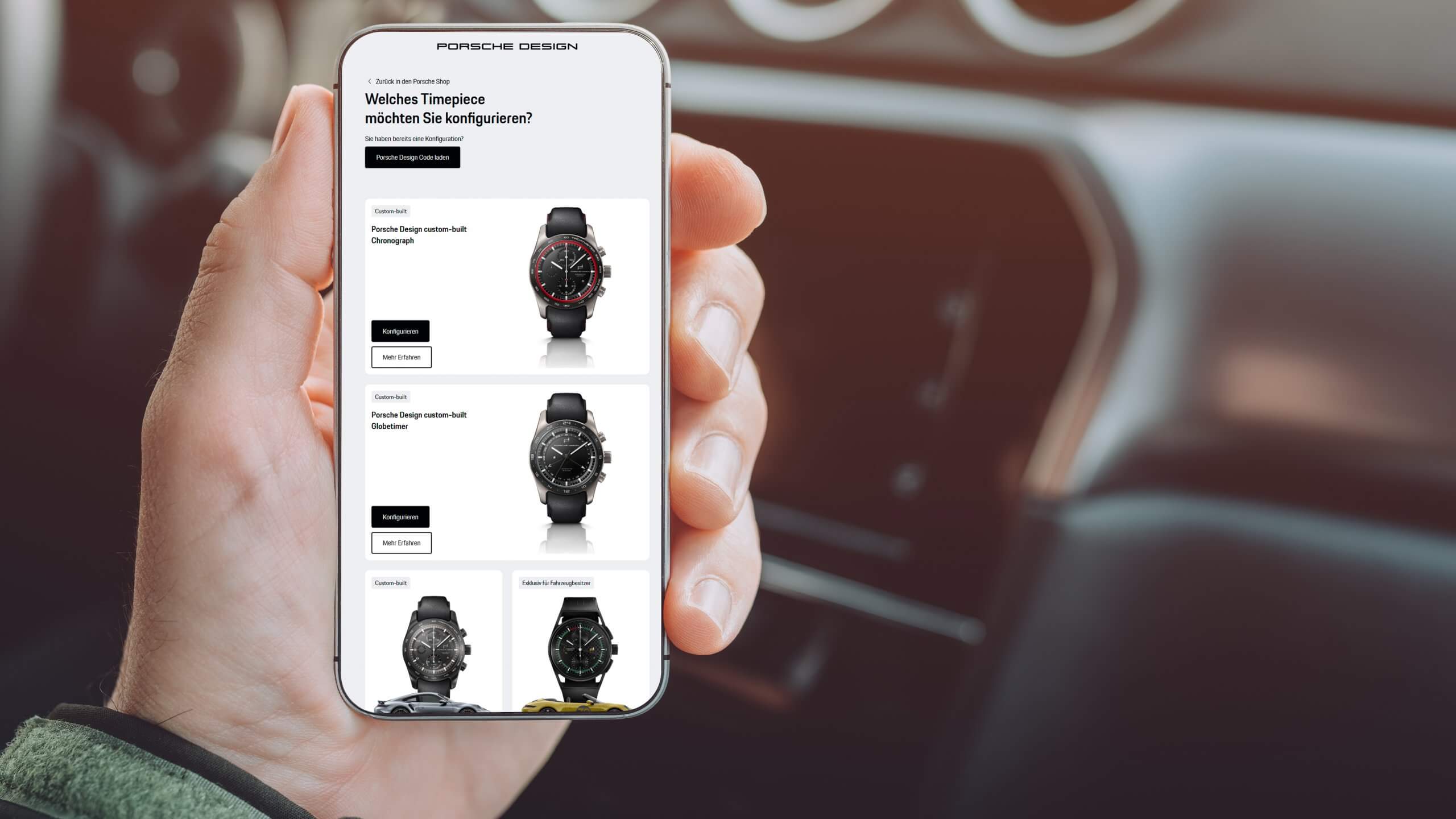 Die neue innovative Modellseite von Porsche Design